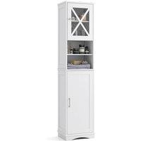 Gymax 170 CM Tall Bathroom Cabinet With 5 Adjustable Shelves & 2 Doors White
