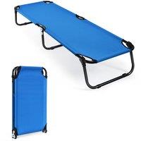 Gymax Portable Folding Camping Cot 191cm Outdoor Fabric Sleeping Cot in Blue