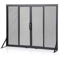 Gymax Safe Spark Guard Protector Fireplace Screen With 2 Sliding Doors in Black