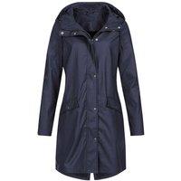 MODISHION Women's Long Sleeves Raincoat Hooded Water-Repellent Jacket Lightweight in Navy | Size: Large