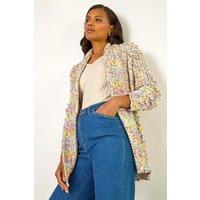 Roman Women's Soft Knit Nep Longline Cardigan in Ivory | Size: 14