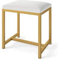 Gymax Vanity Stool Soft Padded Makeup Chair Ottoman With Gold Metal Legs in White