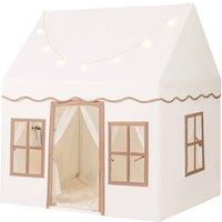 Gymax Play Tent Indoor Playhouse With Star Lights Windows For 3-10 Years Old in Off-White