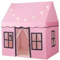 Gymax Play Tent Indoor Playhouse With Star Lights Windows For 3-10 Years Old in Pink