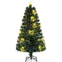 Gymax 150 cm/5 FT Pre-Lit Christmas Tree With Warm-White Star String Lights in Green