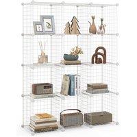 Gymax 12 Cube Storage Shelf Rack DIY Wire Grid Bookcase Display Cabinet in White