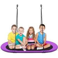 Gymax Oval Swing 150 cm x 80 cm Platform Tree Swing With Adjustable Heights in Purple