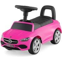 Gymax Ride on Sliding Toy Car With Steering Wheel Engine Sound Mercedes-Benz in Pink