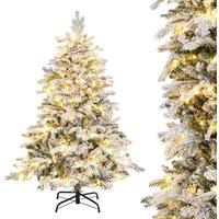 Gymax 4.5 FT Pre-Lit Flocked Christmas Tree With 757 Branch Tips 120 Lights in Green