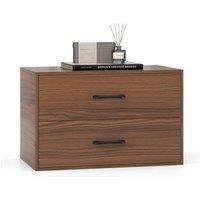 Gymax 2-Drawer Dresser Wooden Cube Dresser Bedside Cabinet Stackable in Brown