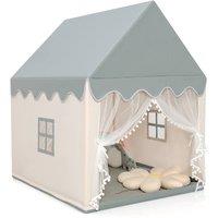 Gymax Play Tent Indoor Playhouse With Padded Mat Windows 120 x 105 x 136 cm in Beige