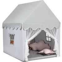 Gymax Play Tent Indoor Playhouse With Padded Mat Windows 120 x 105 x 136 cm in Grey