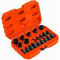 Gymax 16PCS Impact Brake Caliper Socket Set 1/2" Drive Wrench Brake Tool Kit in Orange