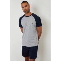 Threadbare Men's Raglan Short Sleeve Top & Shorts Lounge Set | Size: Small
