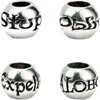 Harry Potter Women's Spells Charm Beads Set (Pack Of 4) in Silver