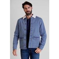 Enorsia Men's Borg Lined Denim Jacket in Mid Blue | Size: Small