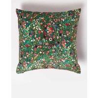 Homescapes Klimt's Italian Garden Filled Velvet Cushion 46 x 46 cm in Pink