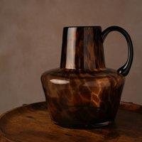Hestia Glass Jug Style Vase With Handle - Mocha