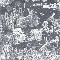 Arthouse Meadow Hare Wallpaper in Navy