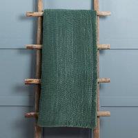 Voyage Maison Haze 100% Cotton Velvet Quilted Throw in Cobalt | Size: 140 cm x 200 cm