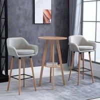 HOMCOM PCs Modern Upholstered Fabric Bucket Seat Bar Stools w/ Solid Wood Legs in Beige