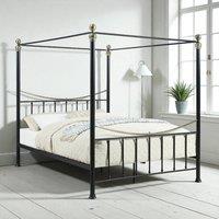 OAT Home Marylebone Traditional Four Poster Metal Bed Frame in Black | Size: King