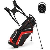 Gymax Golf Stand Bag Lightweight Golf Club Bag For Men & Women Top Dividers in Red
