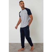 Threadbare Men's Raglan Short Sleeve Lounge Set in Navy | Size: XL
