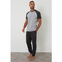 Threadbare Men's Raglan Short Sleeve Lounge Set in Grey | Size: Small