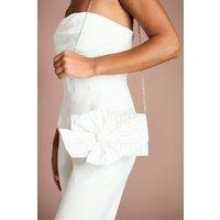Coast Women's Bridal Chiara Satin Bow Detail Clutch Bag With Chain Strap in Ivory