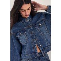 NastyGal Women's The Cropped Boyfriend Denim Jacket in Authentic Midwash | Size: 10