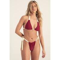 NastyGal Women's Contrast Triangle Bikini Set in Wine | Size: 10