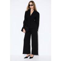 MissPap Women's Premium Pleat Front Wide Leg Trousers Co-Ord in Black | Size: 8