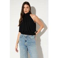 MissPap Women's Premium Chiffon Scarf Neck Top in Black | Size: 10