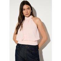 MissPap Women's Premium Chiffon Scarf Neck Top in Nude | Size: 10
