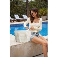 MODISHION Women's Waterproof Quilted Tote Bag with Spacious Compartments in Beige