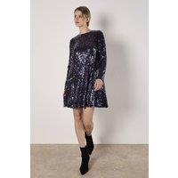 Apricot Women's Sequin Swing Mini Dress in Black | Size: 12