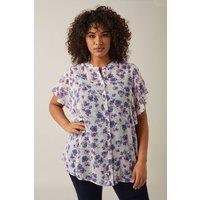Evans Women's Floral Print Blouse in Purple | Size: 22-24