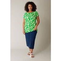 Evans Women's Daisy Print Blouse in Green | Size: 20