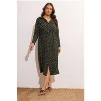 Evans Women's Crepe Midi Dress in Green | Size: 18