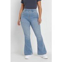 Yours Women's Denim Flared Jeggings in Light Blue | Size: 24