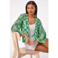 Roman Women's Spacedye Knit Cardigan in Mid Blue | Size: 16