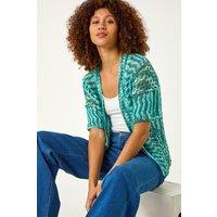 Roman Women's Space Dye Knit Cardigan in Teal | Size: Large