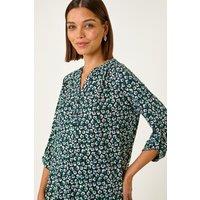 Roman Women's Floral Print 3 Button Shirt in Navy | Size: 14