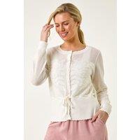 Roman Women's Petite Floral Button Up Cardigan in White | Size: 18
