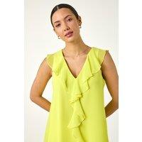 Roman Women's Chiffon Ruffle Vest Top in Yellow | Size: 18