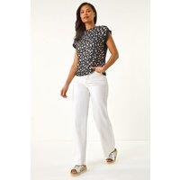 Roman Women's Foil Leopard Print T-Shirt in Black | Size: 20