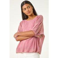 Roman Women's Mesh Bubble Hem Stretch Top in Pink | Size: 12