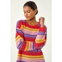 Roman Women's Bobble Knit Stripe Jumper in Red | Size: 14