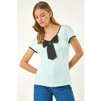 Roman Women's Bow Front Stretch Top in Mint | Size: 10